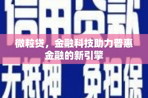 定陶微粒贷，金融科技助力普惠金融的新引擎