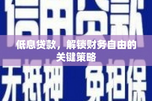 茂林低息贷款，解锁财务自由的关键策略