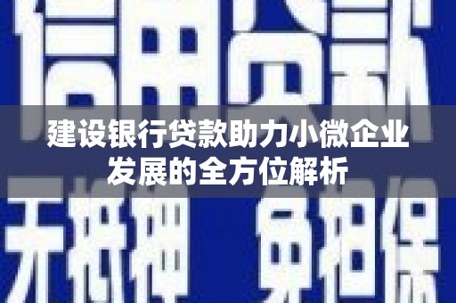 九原建设银行贷款助力小微企业发展的全方位解析