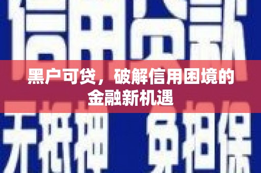 贺兰黑户可贷，破解信用困境的金融新机遇